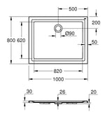 Grohe Akrilik Monoblok Duş Teknesi 80x100 cm