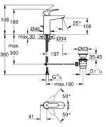 Grohe BauEdge Lavabo Bataryası, Krom