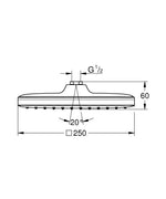 Grohe Tempesta 250 Kare Tepe Duşu Tek Akışlı, 25 cm, Krom-Beyaz