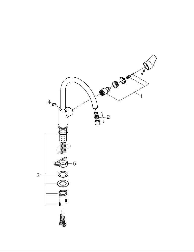 Grohe BauEdge Kuğu Borulu Eviye Bataryası