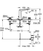 Grohe Allure Brilliant Private Collection 3 Delikli Lavabo Bataryası L-Boyut, Krom