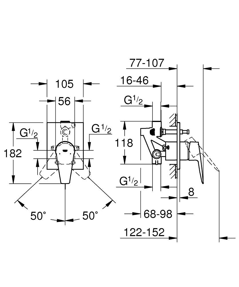 Grohe BauEdge Ankastre Banyo Bataryası