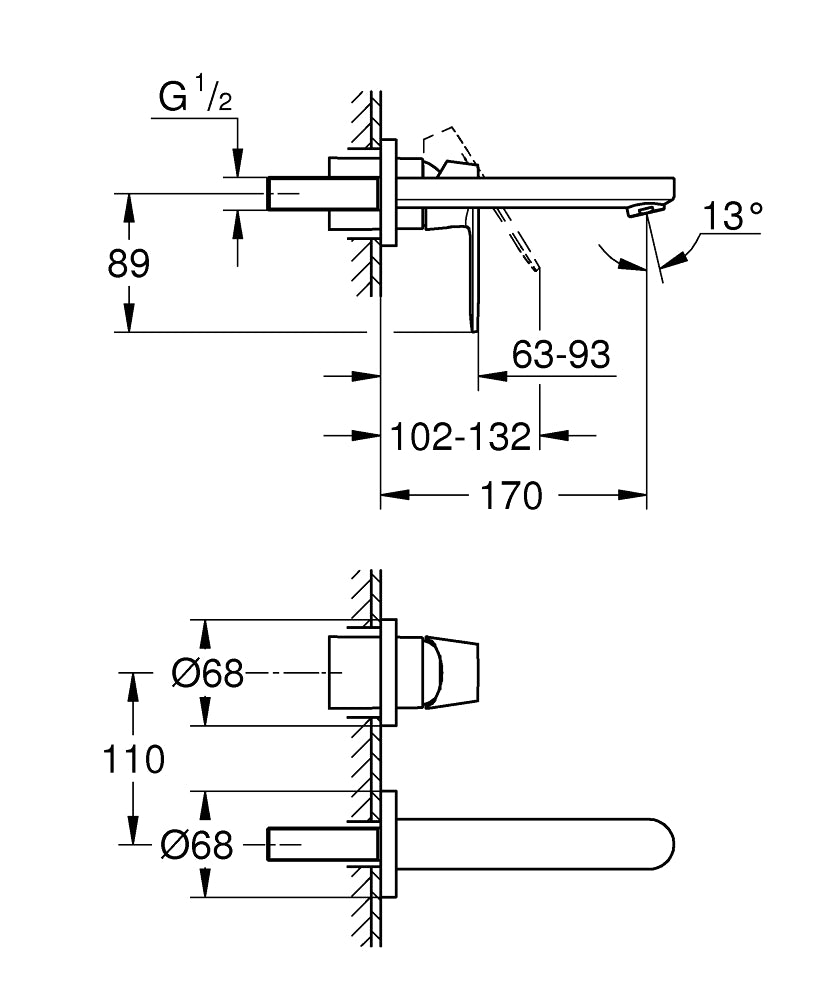 Grohe Eurocosmo Ankastre Lavabo Bataryası (Sıva Üstü Grubu)