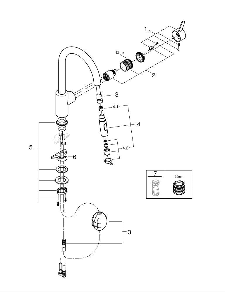 Grohe Eurocosmo Spiralli Eviye Bataryası, 2 Fonksiyonlu