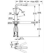 Grohe Essence Spiralli Eviye Bataryası, 2 Akışlı, Fırçalı Altın