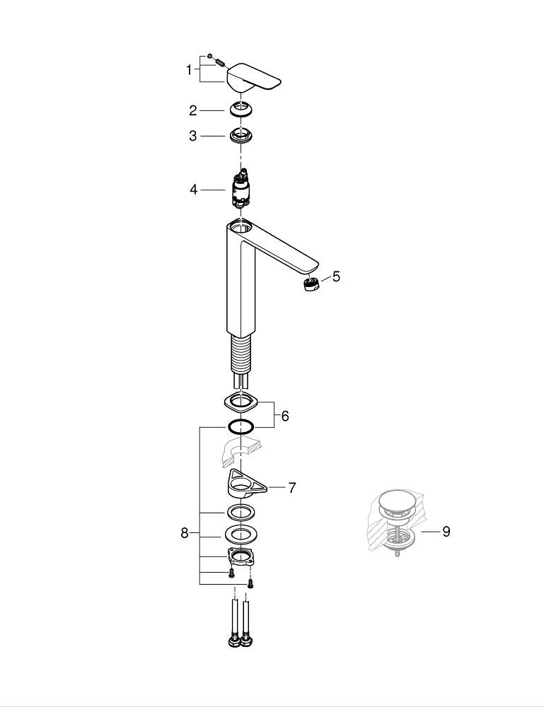 Grohe Cubeo Tezgah Üstü Lavabo Bataryası, Mat Siyah, XL-Boy