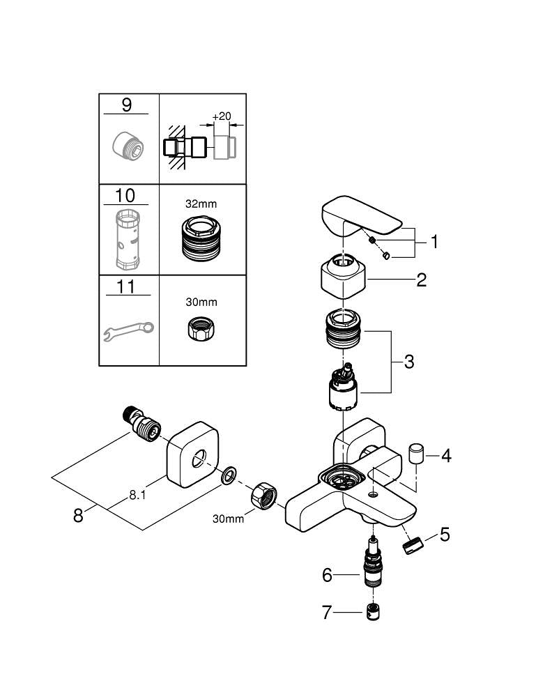 Grohe Cubeo Banyo Bataryası