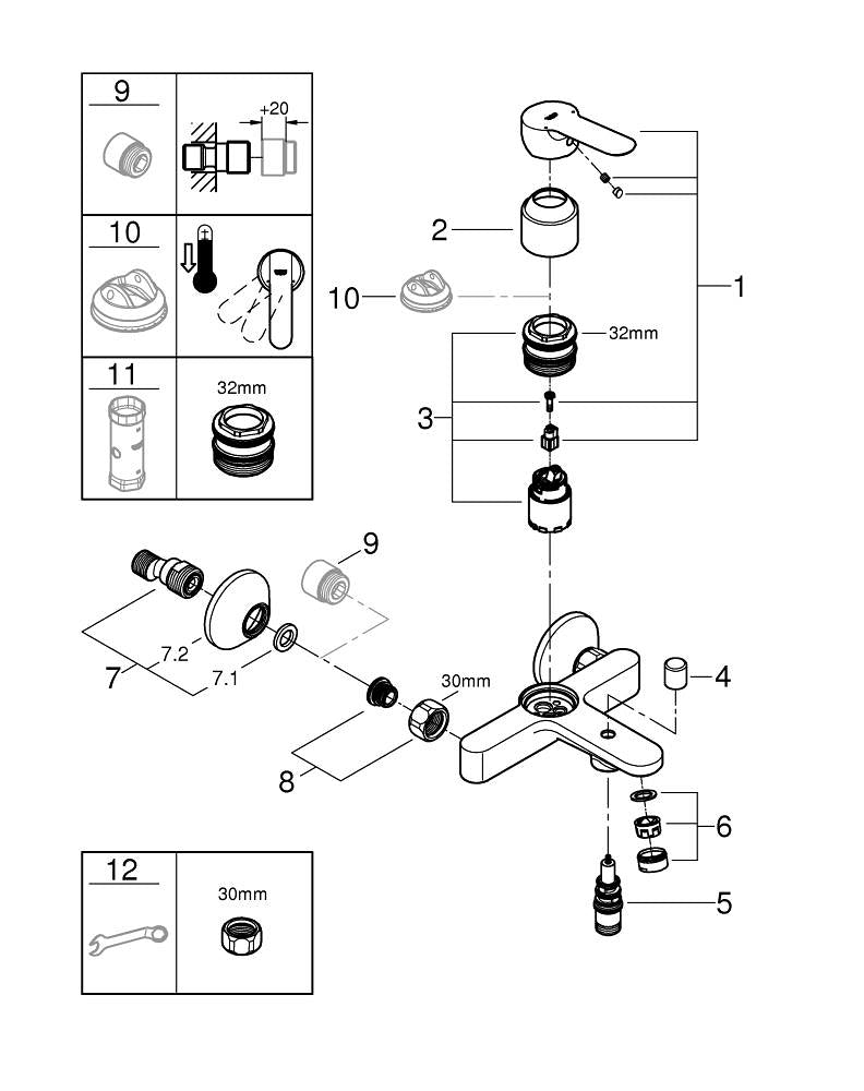 Grohe BauEdge Banyo Bataryası