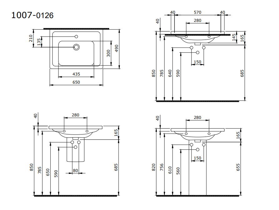 Bocchi Taormina Pro Etajerli Lavabo 66 cm Üç Armatür Delikli