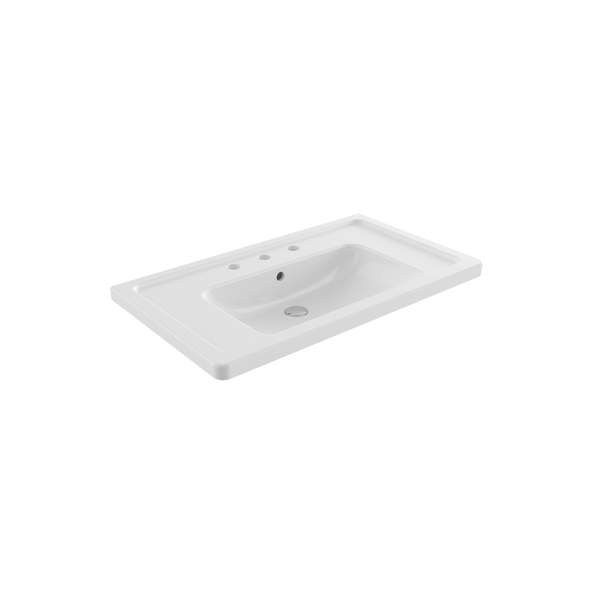 1008-001-0127 Bocchi Taormina Pro Etajerli Lavabo 85 cm Üç Armatür Delikli