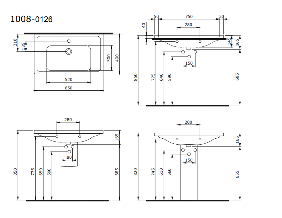 Bocchi Taormina Pro Etajerli Lavabo 85 cm