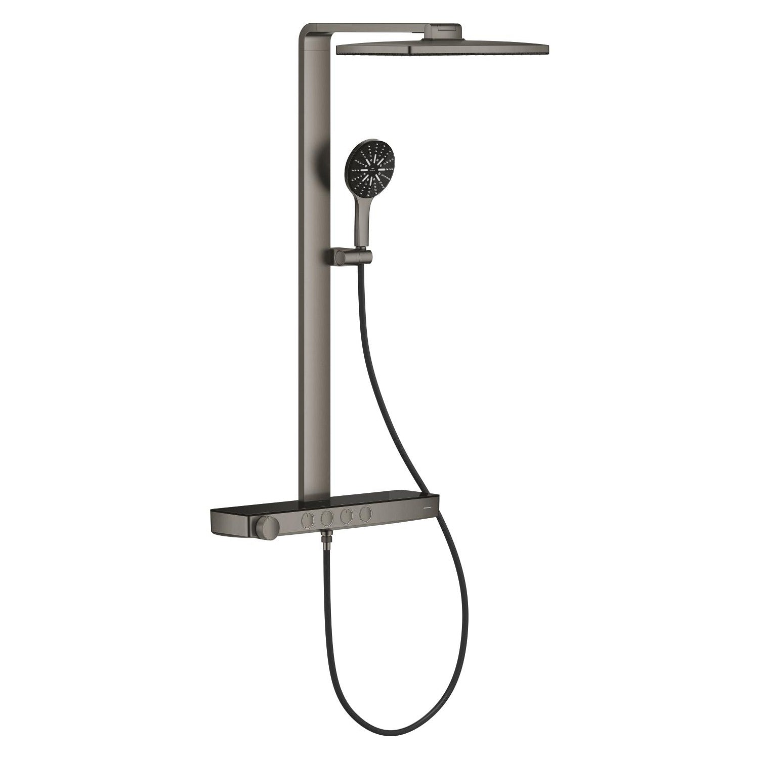 Grohe Rainshower Aqua Pure SmartControl Duş Sistemi, Duvara Monte, Termostatik Bataryalı Duş Kolonu, Fırçalı Sert Grafit - alternatif görünüm - GROHE 100961AL00