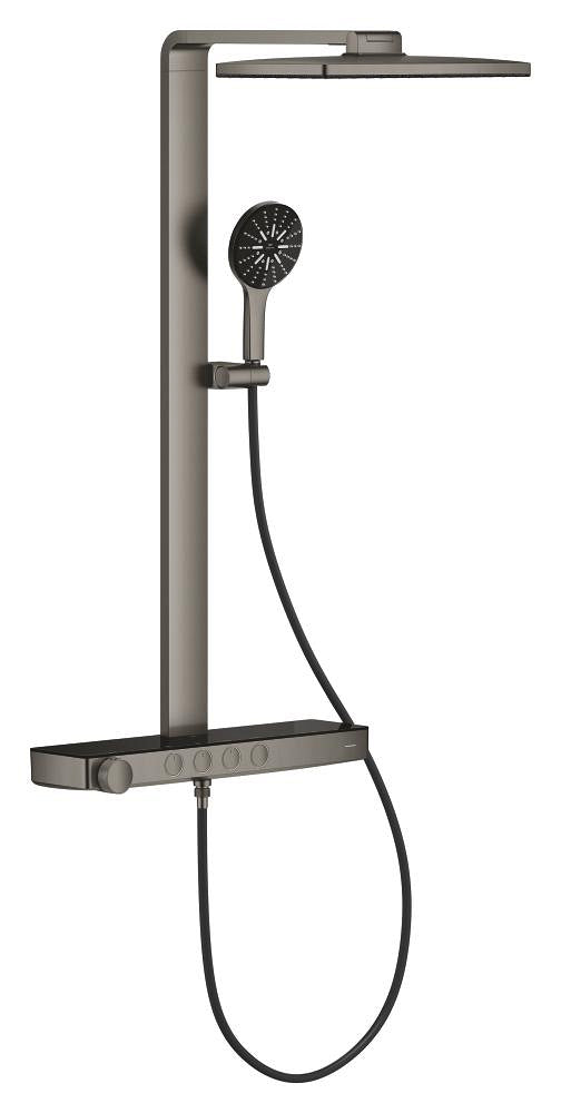 Grohe Rainshower Aqua Pure SmartControl Duş Sistemi, Duvara Monte, Termostatik Bataryalı Duş Kolonu, Fırçalı Sert Grafit - GROHE 100961AL00