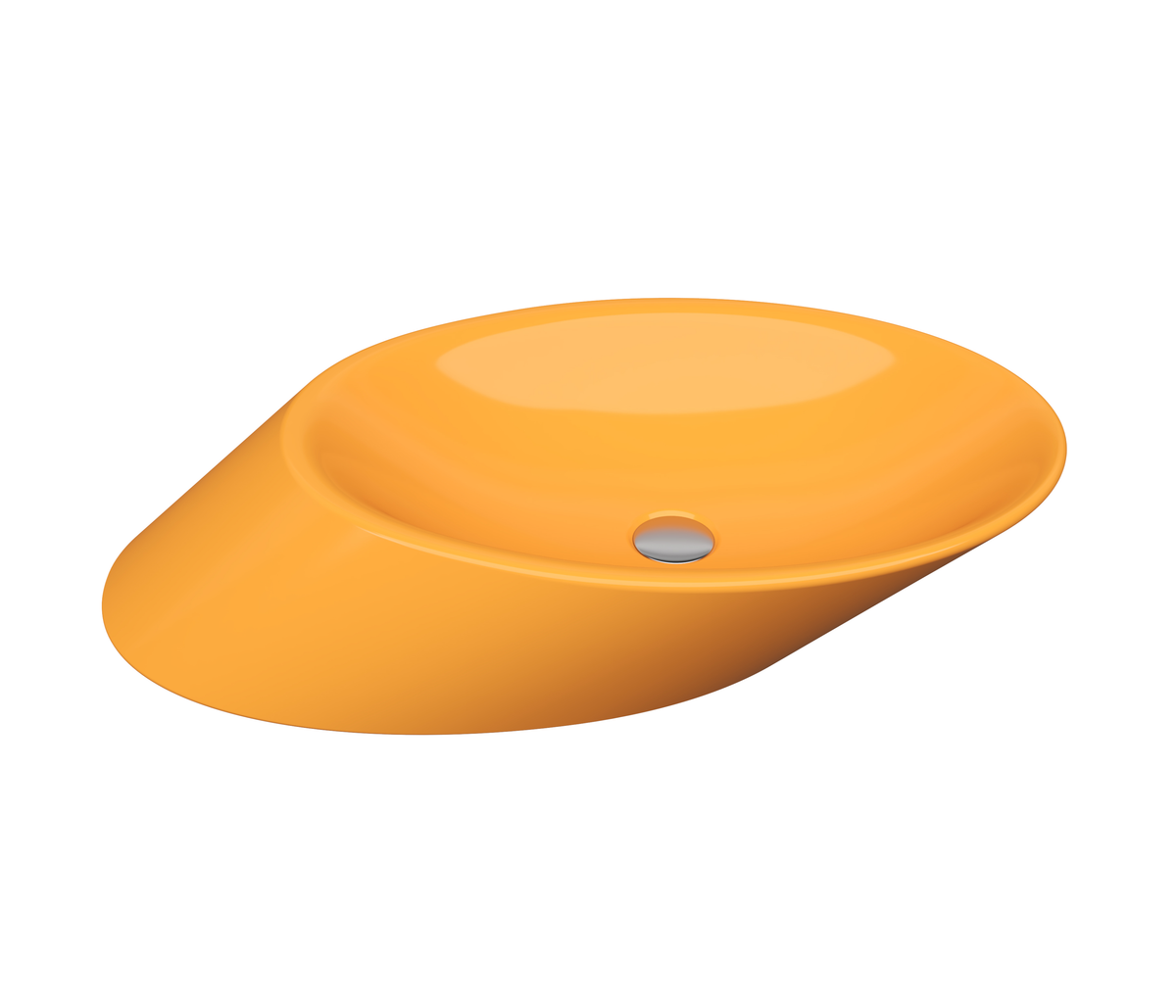 1013-021-0125 Bocchi Vessel Yatay Çanak Lavabo 72 cm Parlak Mandalina Sarısı