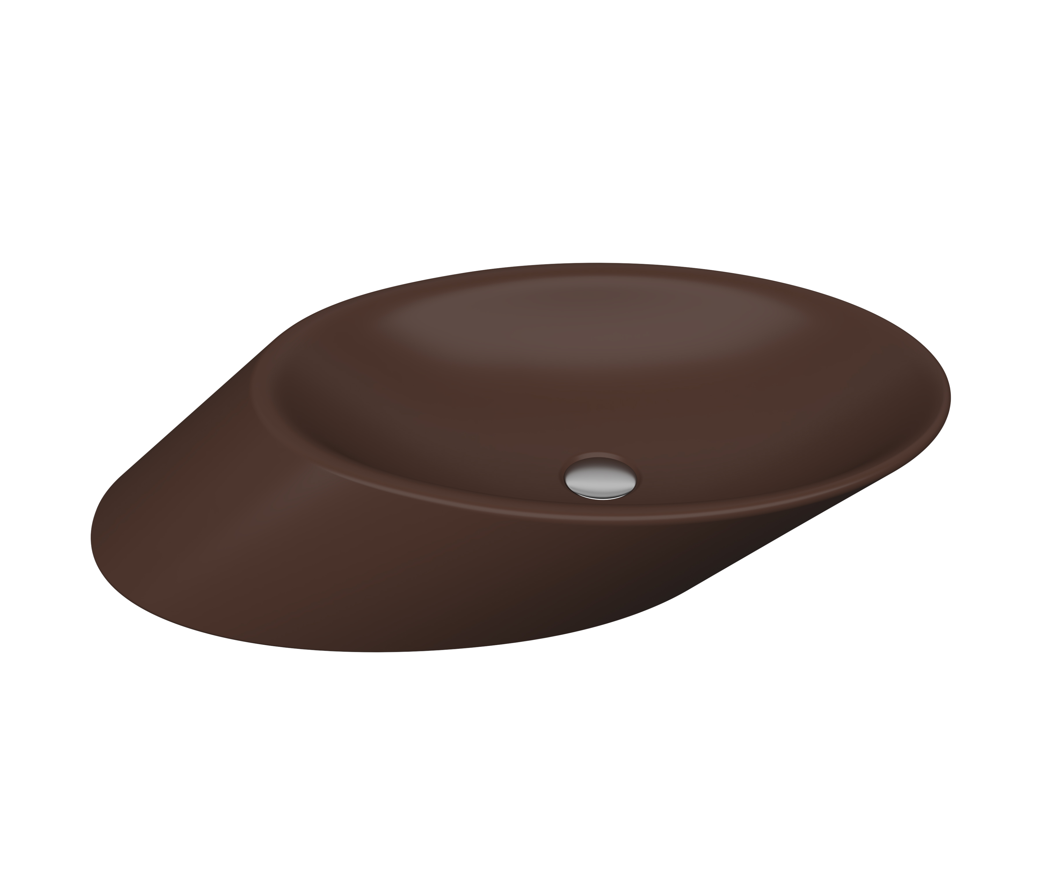 1013-025-0125 Bocchi Vessel Yatay Çanak Lavabo 72 cm Mat Kahve