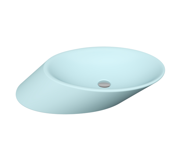 1013-029-0125 Bocchi Vessel Yatay Çanak Lavabo 72 cm Mat Buz Mavisi