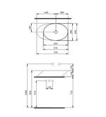 Bocchi Vessel Yatay Çanak Lavabo 72 cm Mat Antrasit