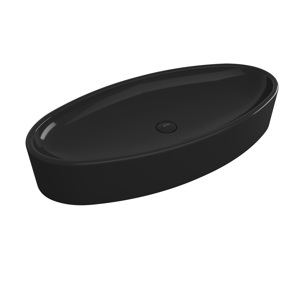 1014-005-0125 Bocchi Vessel Elips Çanak Lavabo 85 cm Parlak Siyah