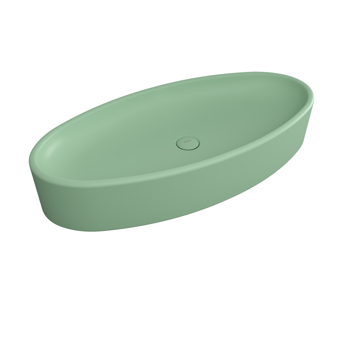 1014-033-0125 Bocchi Vessel Elips Çanak Lavabo 85 cm Mat Mint Yeşil