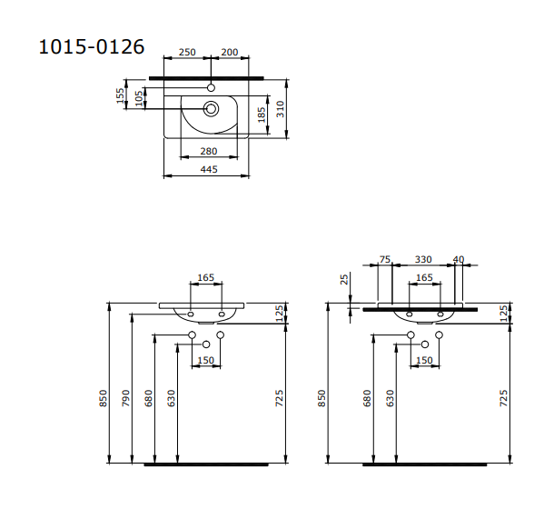 Bocchi Taormina Arch Parlak Beyaz 45 cm Etajerli Lavabo