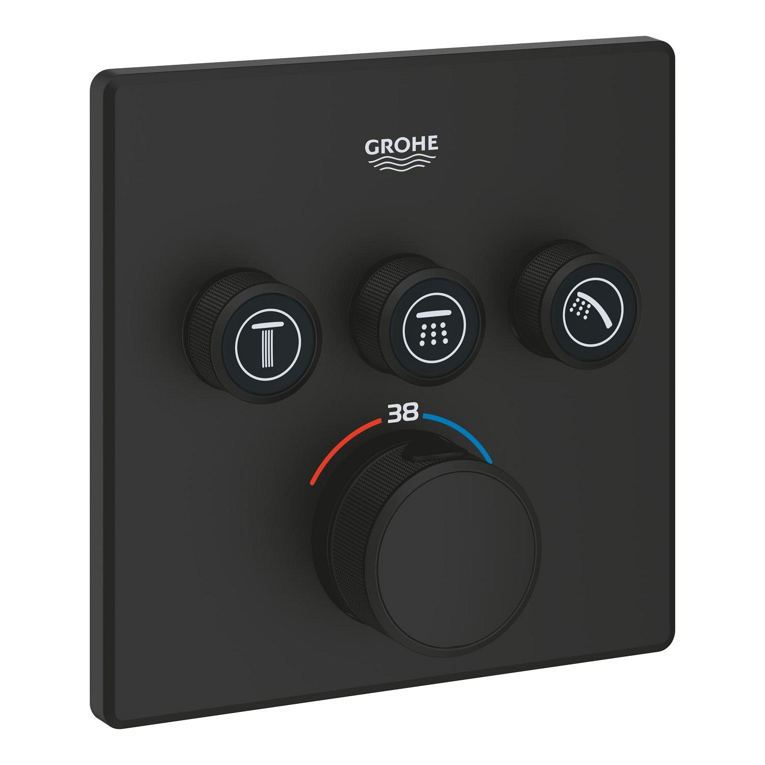 Grohe Grohtherm SmartControl Akış Kontrollü Ankastre Termostatik Banyo Bataryası (3 Yollu, Sıva Üstü Grubu), Hayalet Siyah - alternatif görünüm - GROHE 102167KF00
