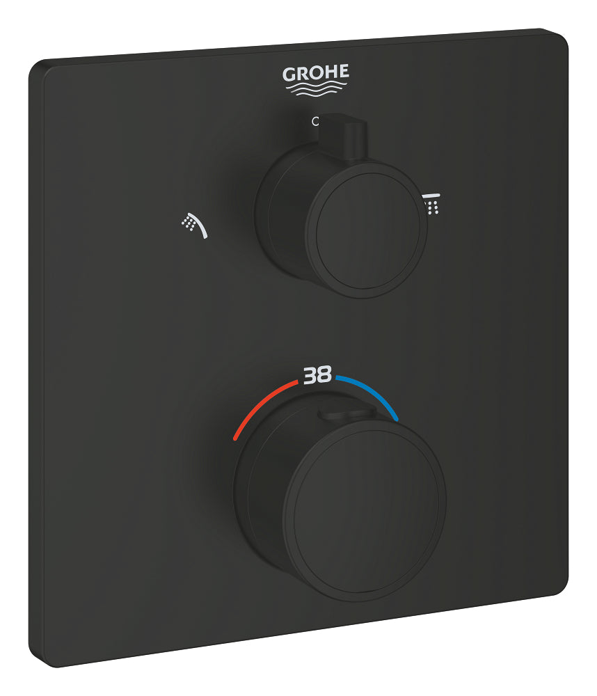 Grohe Grohtherm Termostatik Banyo/Duş Bataryası (Sıva Üstü Grubu), 2 Yollu, Mat Siyah - GROHE 1022092430