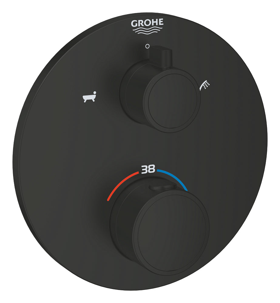 Grohe Grohtherm Termostatik Banyo/Duş Bataryası (Sıva Üstü Grubu), 2 Yollu, Mat Siyah - GROHE 1022102430