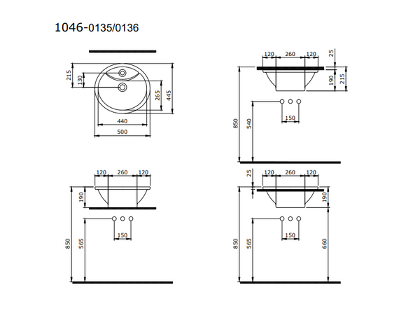 Bocchi Verona 50 cm Parlak Beyaz Tezgah Üstü Lavabo