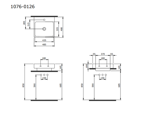 Bocchi Scala Tezgah Üstü Lavabo 48 cm Parlak Beyaz