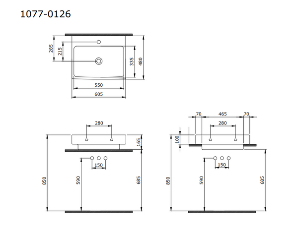 Bocchi Scala 80 cm Parlak Beyaz Lavabo