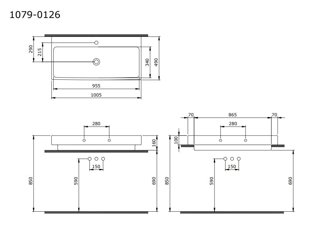 Bocchi Scala 100 cm Parlak Beyaz Lavabo
