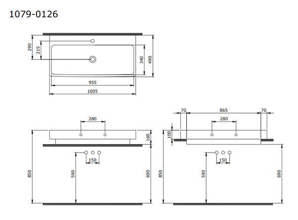 Bocchi Scala 100 cm Parlak Beyaz Lavabo
