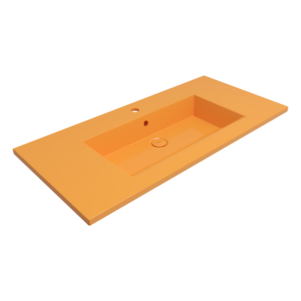 1105-021-0126 Bocchi Milano Etajerli Lavabo 100 cm Parlak Mandalina Sarısı