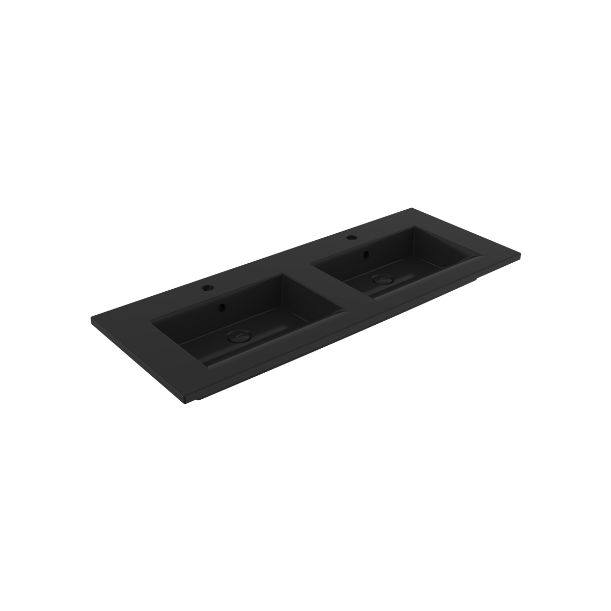 1111-005-0126 Bocchi Milano Çift Gözlü Lavabo 120 cm Parlak Siyah