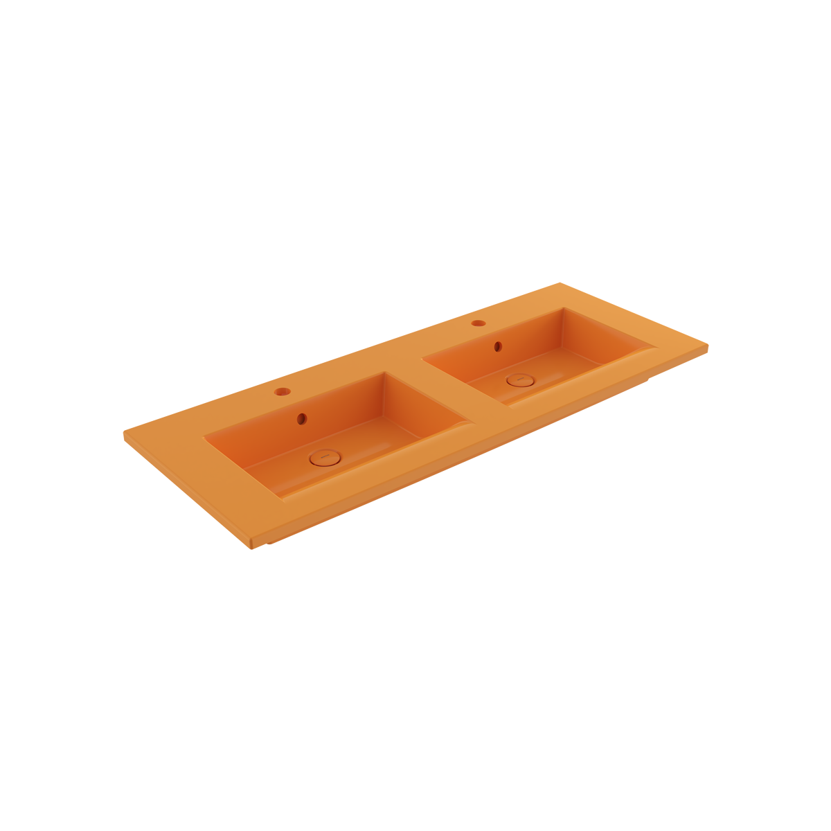 1111-021-0126 Bocchi Milano Çift Gözlü Lavabo 120 cm Parlak Mandalina Sarısı