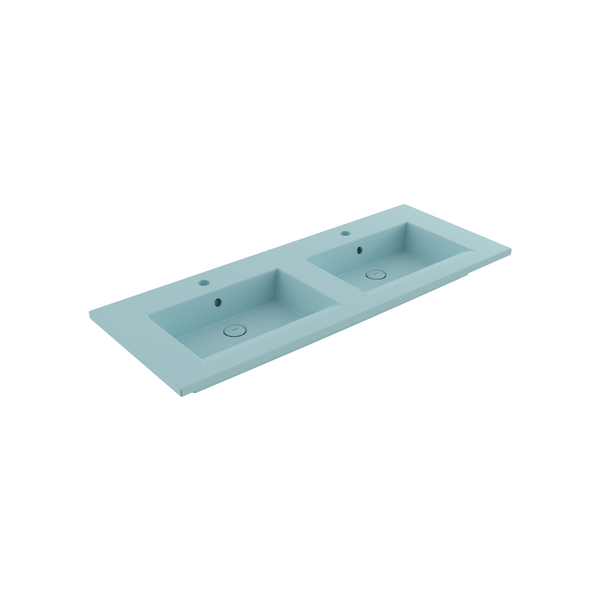1111-029-0126 Bocchi Milano Çift Gözlü Lavabo 120 cm Mat Buz Mavisi