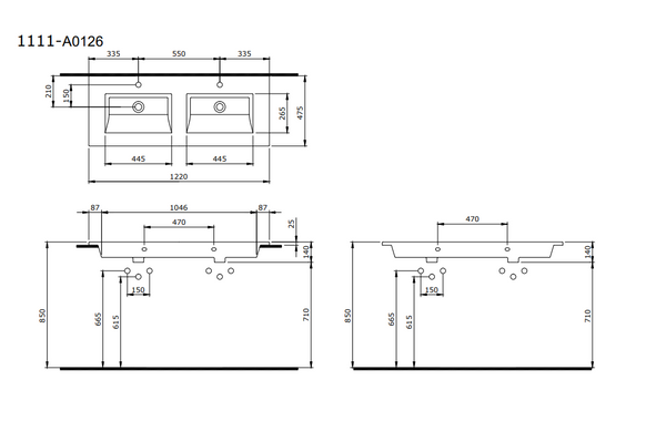 Bocchi Milano Çift Gözlü Lavabo 120 cm P.Burgonya Bordosu