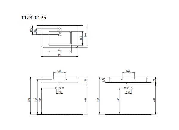 Bocchi Parma Lavabo 85 cm