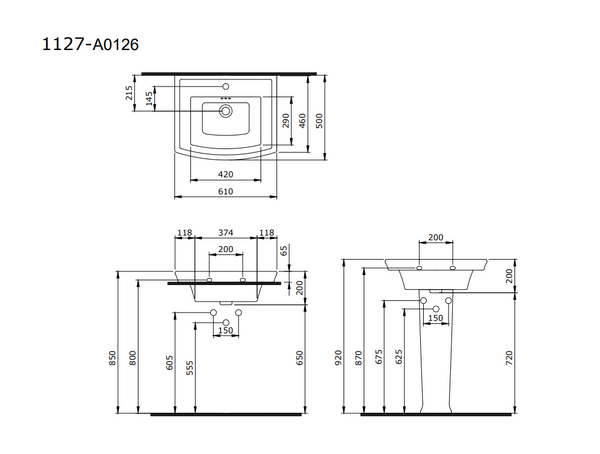 Bocchi Classico Lavita Lavabo 60 cm Mat Beyaz