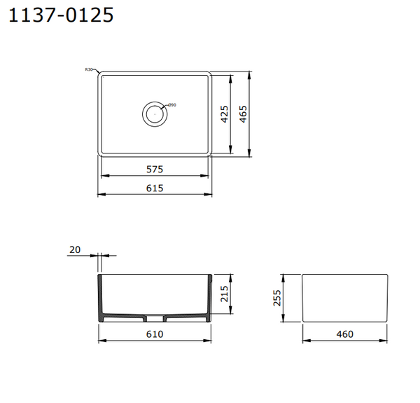 Bocchiİ Lavello Mutfak Eviyesi 60 cm Parlak Beyaz