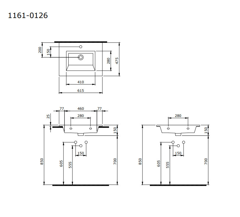 Bocchi Milano Etajerli Lavabo 60 cm Mat Beyaz