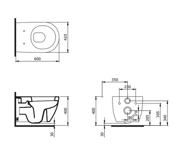 Bocchi Speciale XL Asma Klozet Parlak Beyaz