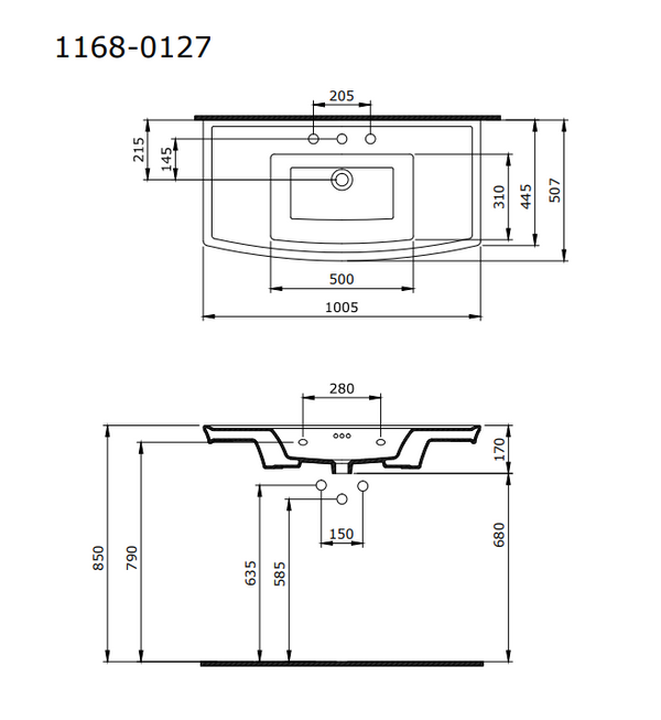 Bocchi Classico Lavita Lavabo 100 cm Mat Beyaz