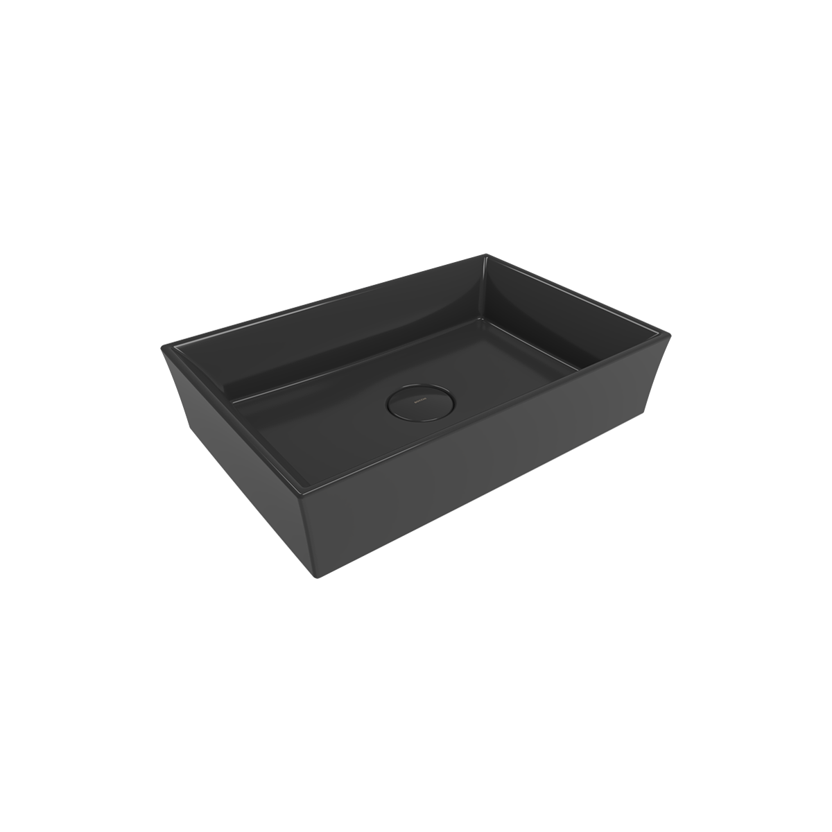 1172-005-0125 Bocchi Vessel 56 cm Dikdörtgen Parlak Siyah Lavabo