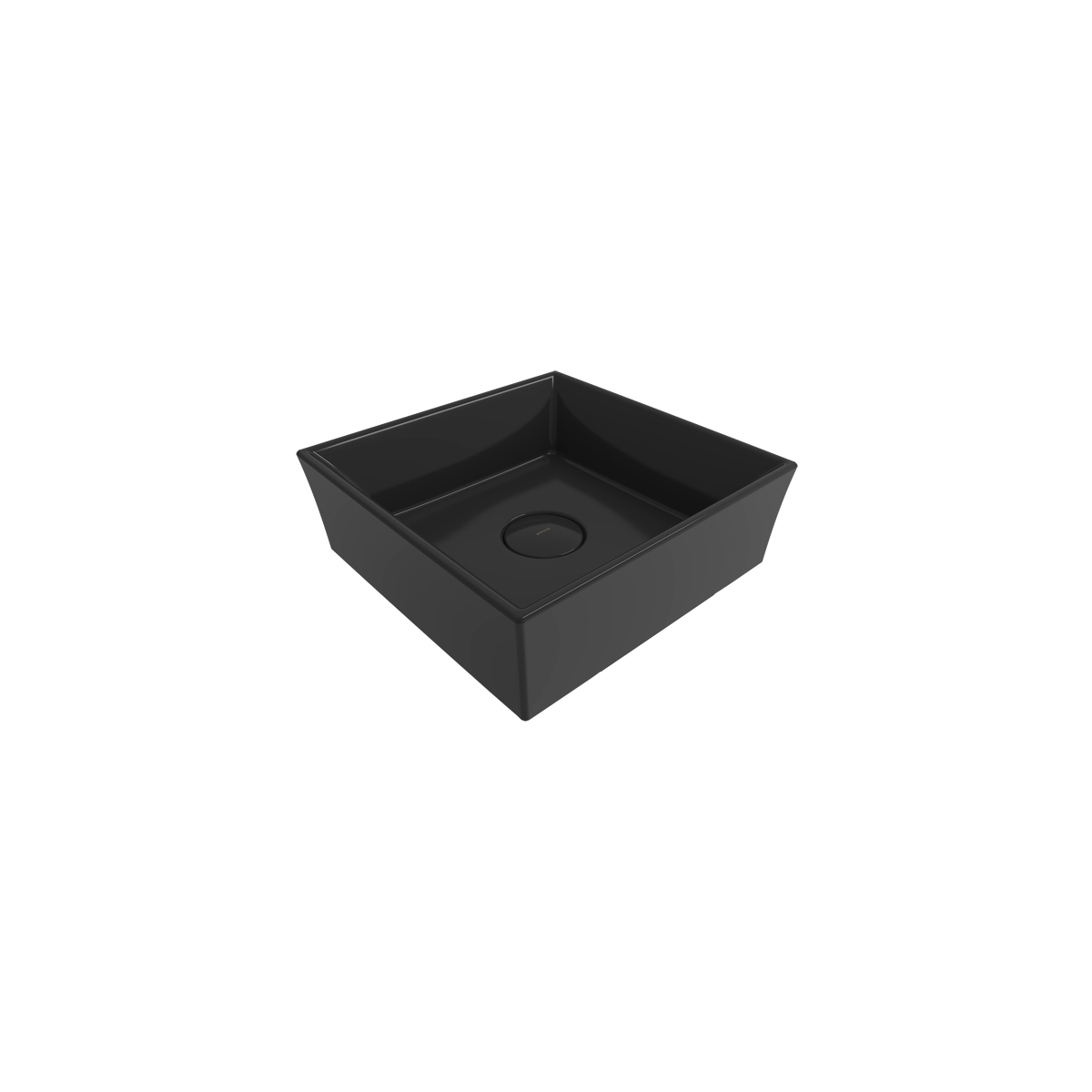 1173-005-0125 Bocchi Vessel Kare Tezgah Üstü Lavabo 38 cm Parlak Siyah