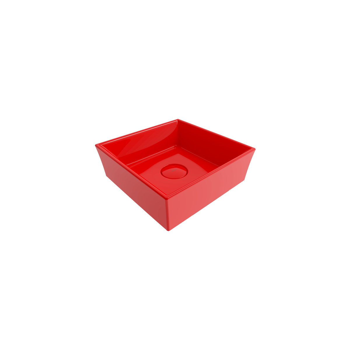 1173-019-0125 Bocchi Vessel Kare Tezgah Üstü Lavabo 38 cm Parlak Kırmızı