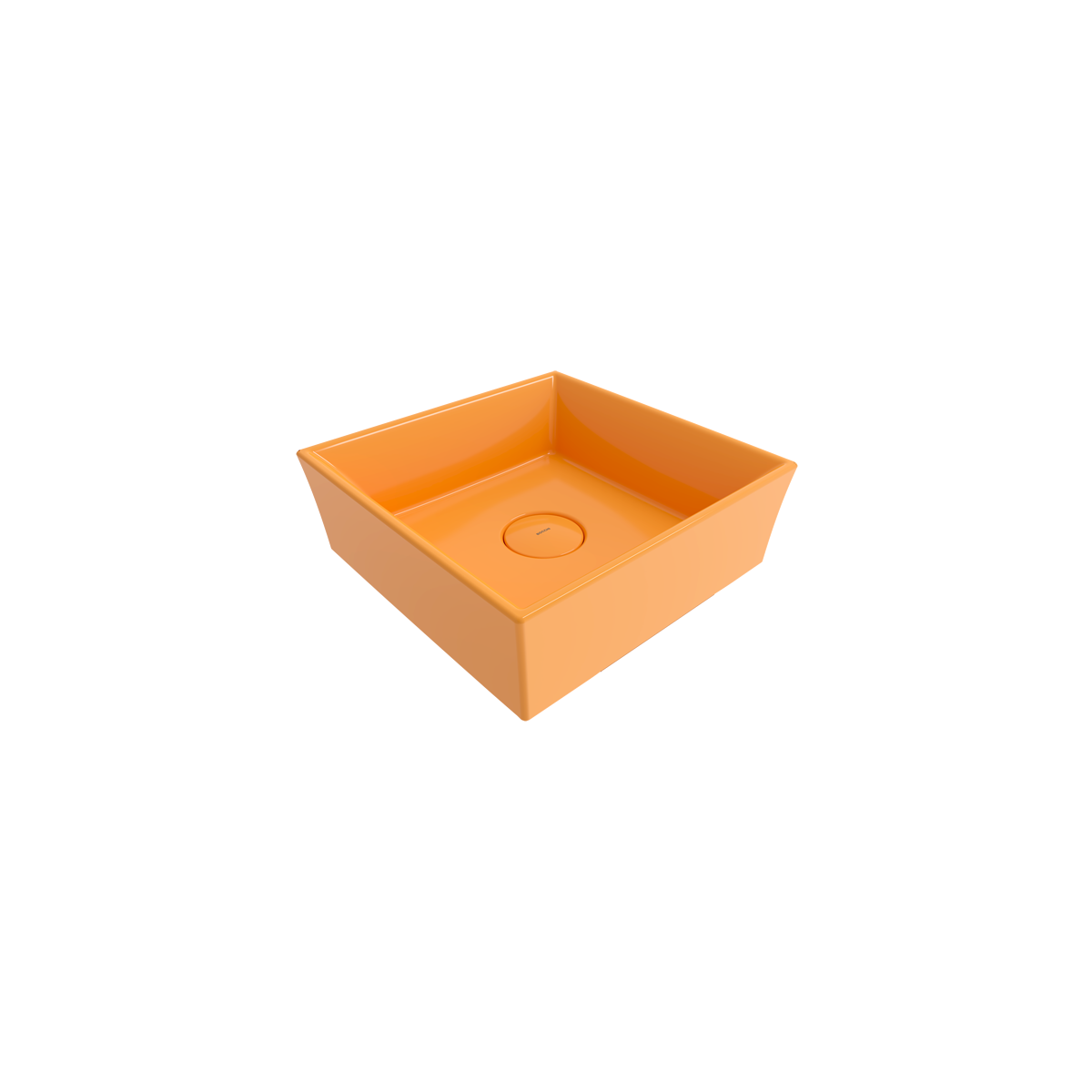 1173-021-0125 Bocchi Vessel Kare Tezgah Üstü Lavabo 38 cm Parlak Mandalina Sarısı