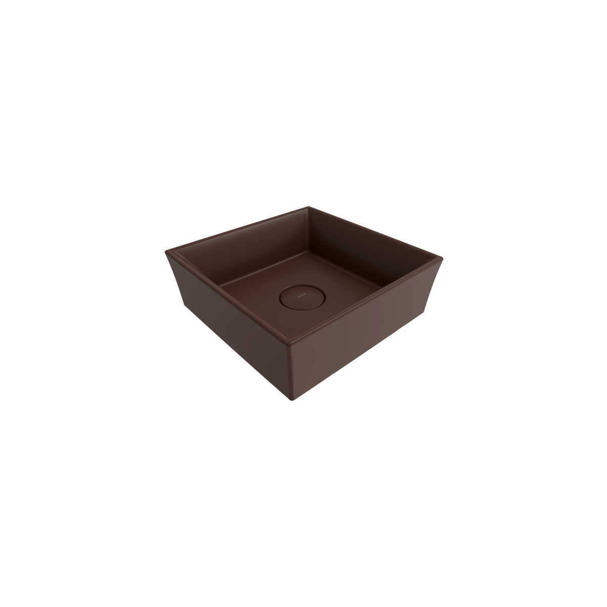 1173-025-0125 Bocchi Vessel Kare Tezgah Üstü Lavabo 38 cm Mat Kahve
