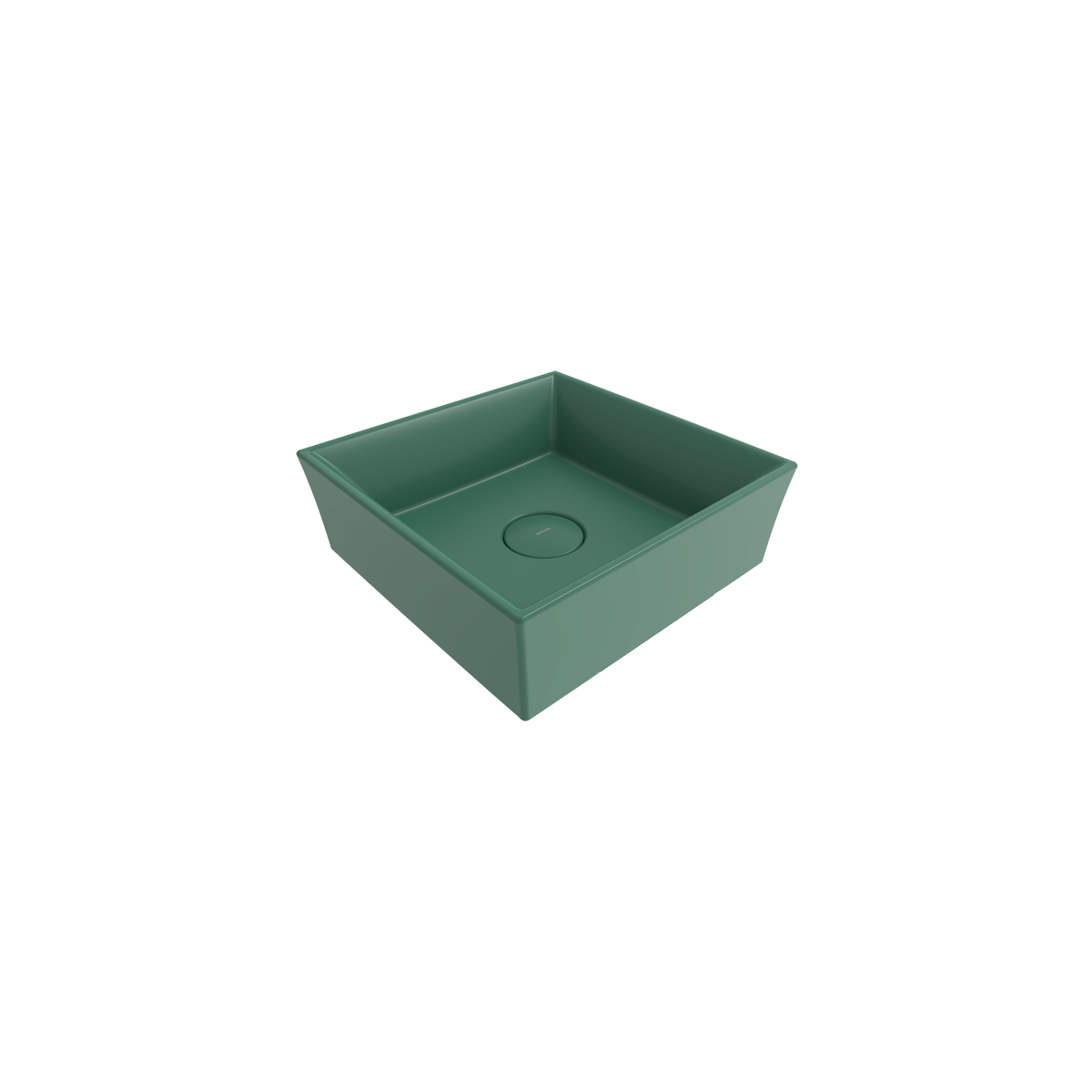1173-027-0125 Bocchi Vessel Kare Tezgah Üstü Lavabo 38 cm Mat Yeşil