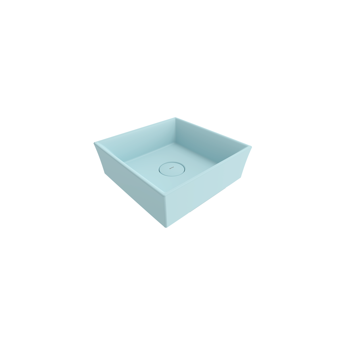 1173-029-0125 Bocchi Vessel Kare Tezgah Üstü Lavabo 38 cm Mat Buz Mavisi